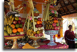Food Offerings at the Temple::Bali, Indonesia::