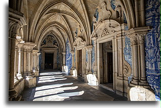Cloister with Baroque Azulejos::Cathedral, Porto, Porto, Portugal::